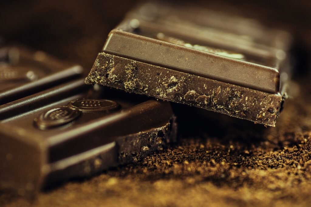 Squares of dark chocolate