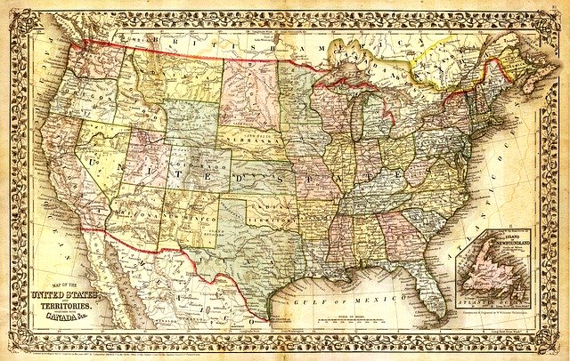An old map of the US, representing how we are all in this together.