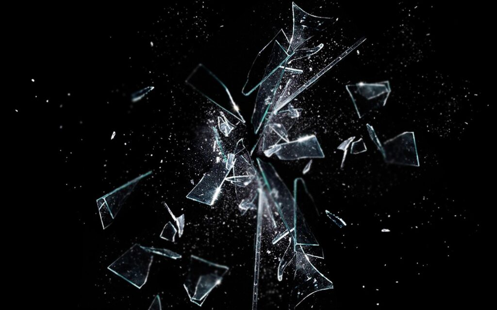 Broken glass showing shattered dreams