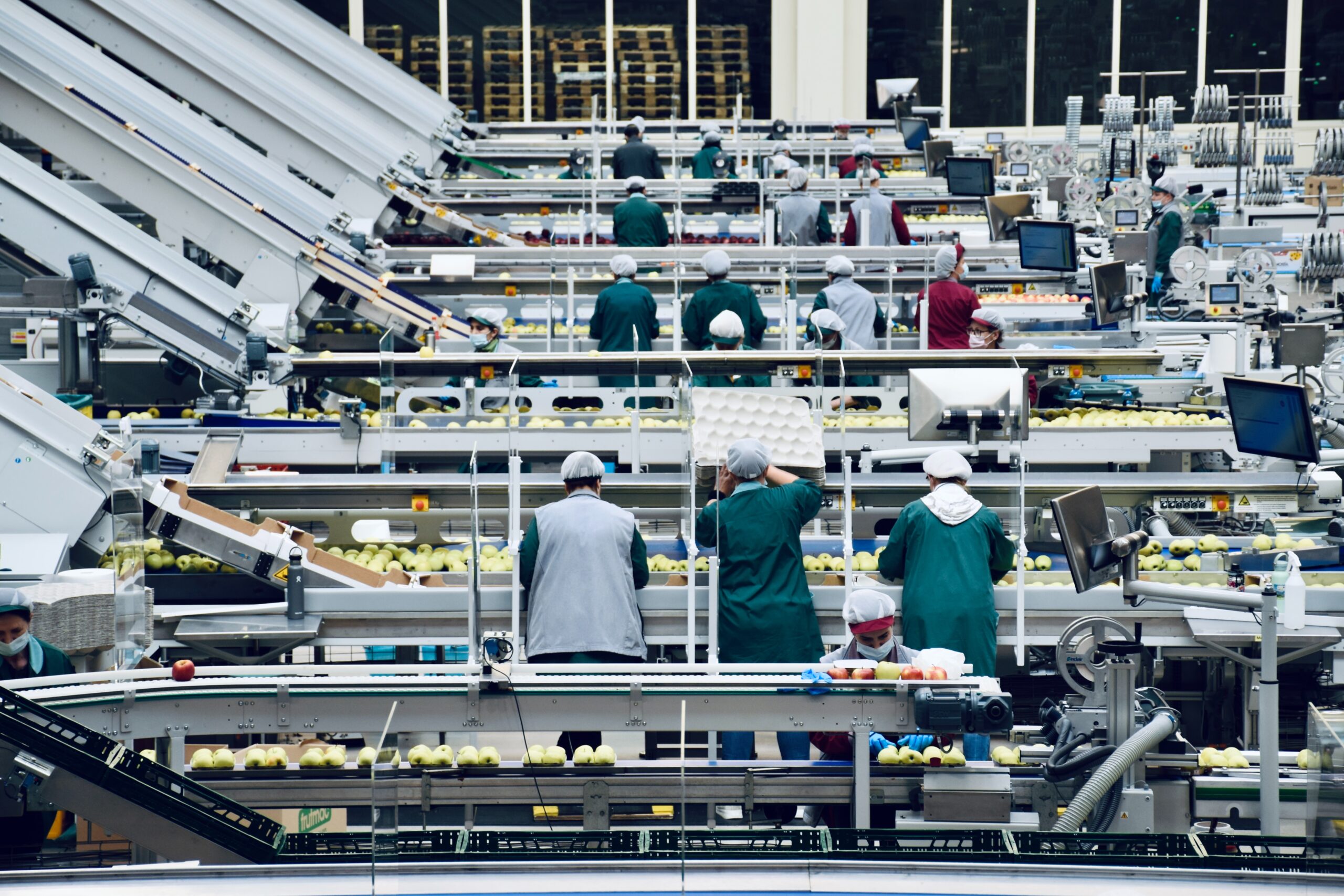 An apple washing assembly line